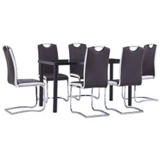 Ensemble de salle à manger 7 pcs Similicuir Marron 2