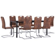 Ensemble de salle à manger 9 pcs Similicuir daim Marron