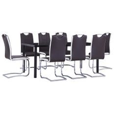 Ensemble de salle à manger 9 pcs Similicuir Marron 5