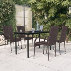 Ensemble de salle à manger d'extérieur 5 pcs Marron et noir