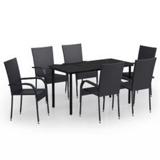 Ensemble de salle à manger d'extérieur 7 pcs Noir