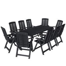 Ensemble de salle à manger de jardin 11pcs Plastique Anthracite