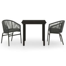 Ensemble de salle à manger de jardin 3 pcs Anthracite