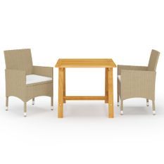 Ensemble de salle à manger de jardin 3 pcs Beige 4