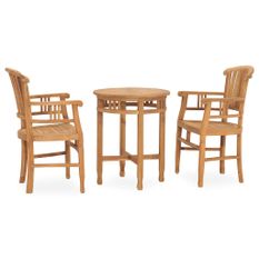 Ensemble de salle à manger de jardin 3 pcs Bois de teck solide