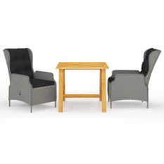 Ensemble de salle à manger de jardin 3 pcs Gris clair 6