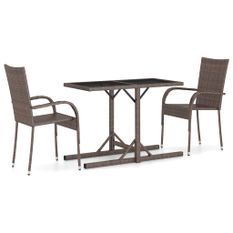 Ensemble de salle à manger de jardin 3 pcs Marron 21