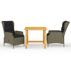 Ensemble de salle à manger de jardin 3 pcs Marron 18