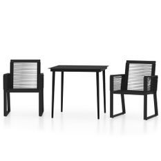 Ensemble de salle à manger de jardin 3 pcs Noir 6