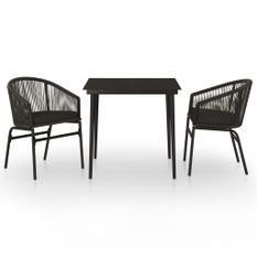 Ensemble de salle à manger de jardin 3 pcs Noir 10
