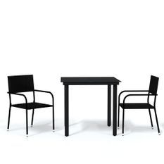 Ensemble de salle à manger de jardin 3 pcs Noir 9