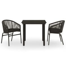 Ensemble de salle à manger de jardin 3 pcs Noir 11