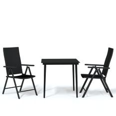 Ensemble de salle à manger de jardin 3 pcs Noir 7
