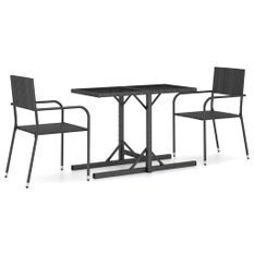 Ensemble de salle à manger de jardin 3 pcs Noir 60