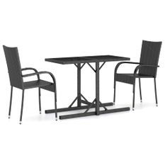 Ensemble de salle à manger de jardin 3 pcs Noir 64