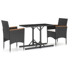 Ensemble de salle à manger de jardin 3 pcs Noir 63