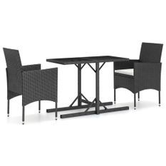 Ensemble de salle à manger de jardin 3 pcs Noir 62