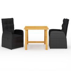 Ensemble de salle à manger de jardin 3 pcs Noir 52