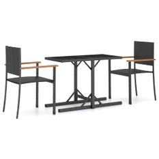 Ensemble de salle à manger de jardin 3 pcs Noir 57