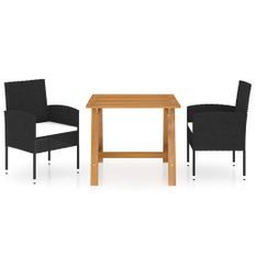 Ensemble de salle à manger de jardin 3 pcs Noir 55