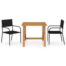 Ensemble de salle à manger de jardin 3 pcs Noir 54