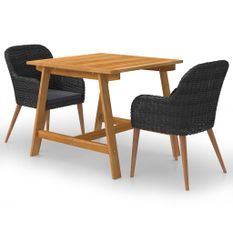 Ensemble de salle à manger de jardin 3 pcs Noir 53