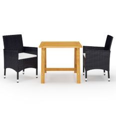 Ensemble de salle à manger de jardin 3 pcs Noir 43