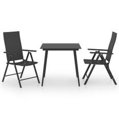 Ensemble de salle à manger de jardin 3 pcs Noir 26