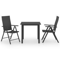 Ensemble de salle à manger de jardin 3 pcs Noir 29