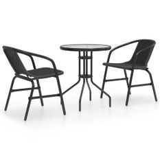 Ensemble de salle à manger de jardin 3 pcs Noir 69