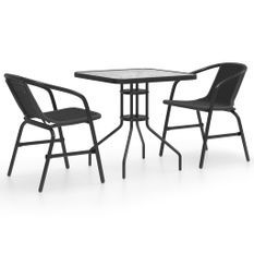 Ensemble de salle à manger de jardin 3 pcs Noir 70