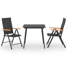 Ensemble de salle à manger de jardin 3 pcs Noir et marron 4