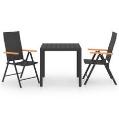 Ensemble de salle à manger de jardin 3 pcs Noir et marron 5