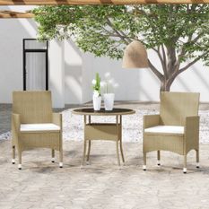 Ensemble de salle à manger de jardin 3 pcs Résine tressée Beige