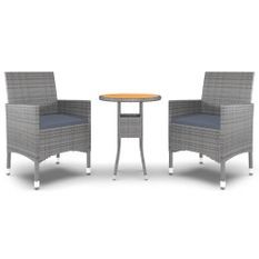 Ensemble de salle à manger de jardin 3 pcs Résine tressée Gris