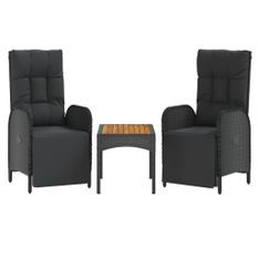 Ensemble de salle à manger de jardin 4 pcs avec coussins noir