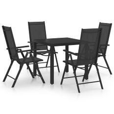 Ensemble de salle à manger de jardin 5 pcs Aluminium Noir 4