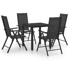 Ensemble de salle à manger de jardin 5 pcs Aluminium Noir