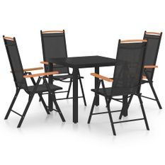 Ensemble de salle à manger de jardin 5 pcs Aluminium Noir 2