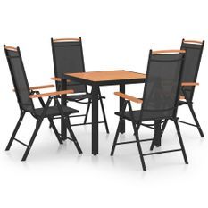 Ensemble de salle à manger de jardin 5 pcs Aluminium Noir 3