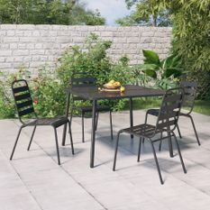 Ensemble de salle à manger de jardin 5 pcs anthracite acier