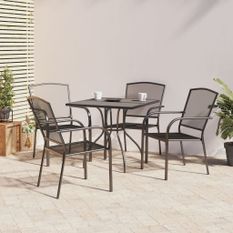 Ensemble de salle à manger de jardin 5 pcs anthracite acier