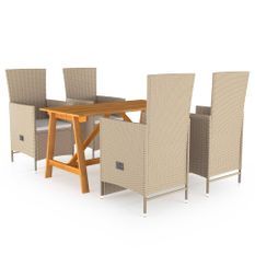 Ensemble de salle à manger de jardin 5 pcs Beige 14