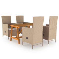 Ensemble de salle à manger de jardin 5 pcs Beige 12