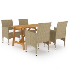 Ensemble de salle à manger de jardin 5 pcs Beige 3