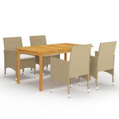 Ensemble de salle à manger de jardin 5 pcs Beige 6