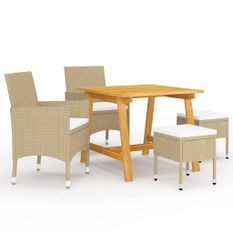 Ensemble de salle à manger de jardin 5 pcs Beige 4