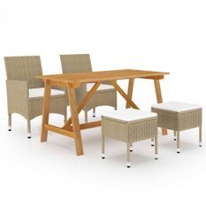 Ensemble de salle à manger de jardin 5 pcs Beige