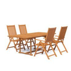 Ensemble de salle à manger de jardin 5 pcs Bois d'acacia massif 3