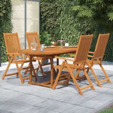 Ensemble de salle à manger de jardin 5 pcs Bois d'acacia massif